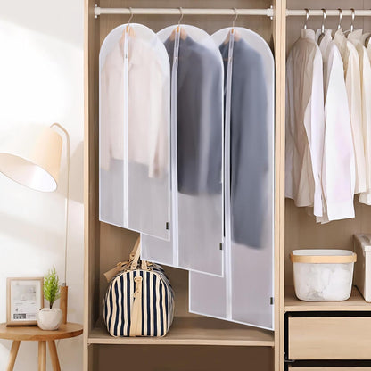 BALEINE 40'' Translucent Garment Bags, 2 Packs PEVA Dress Bag for Closet Clothes Dresses Suit Coats Storage (White, 2PK)