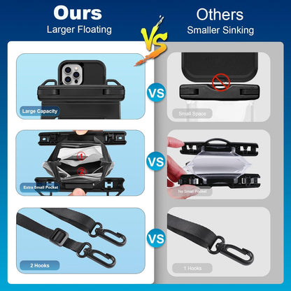 Large Waterproof Phone Pouch Floating, Universal Waterproof Phone Case for iPhone 15 Pro Max 14 Plus 13 12 11 Samsung up to 7.2'', IPX8 Water Proof Cellphone Dry Bag for Beach Pool Swimming Black