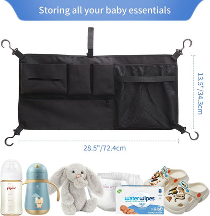 Stroller Wagon Cargo Net for WONDERFOLD Wagon Accessories (Compatible with All W-Series Models), Foldable Mesh Cargo Nets Organizer Bag with Sorting Pockets for Large Storage Space