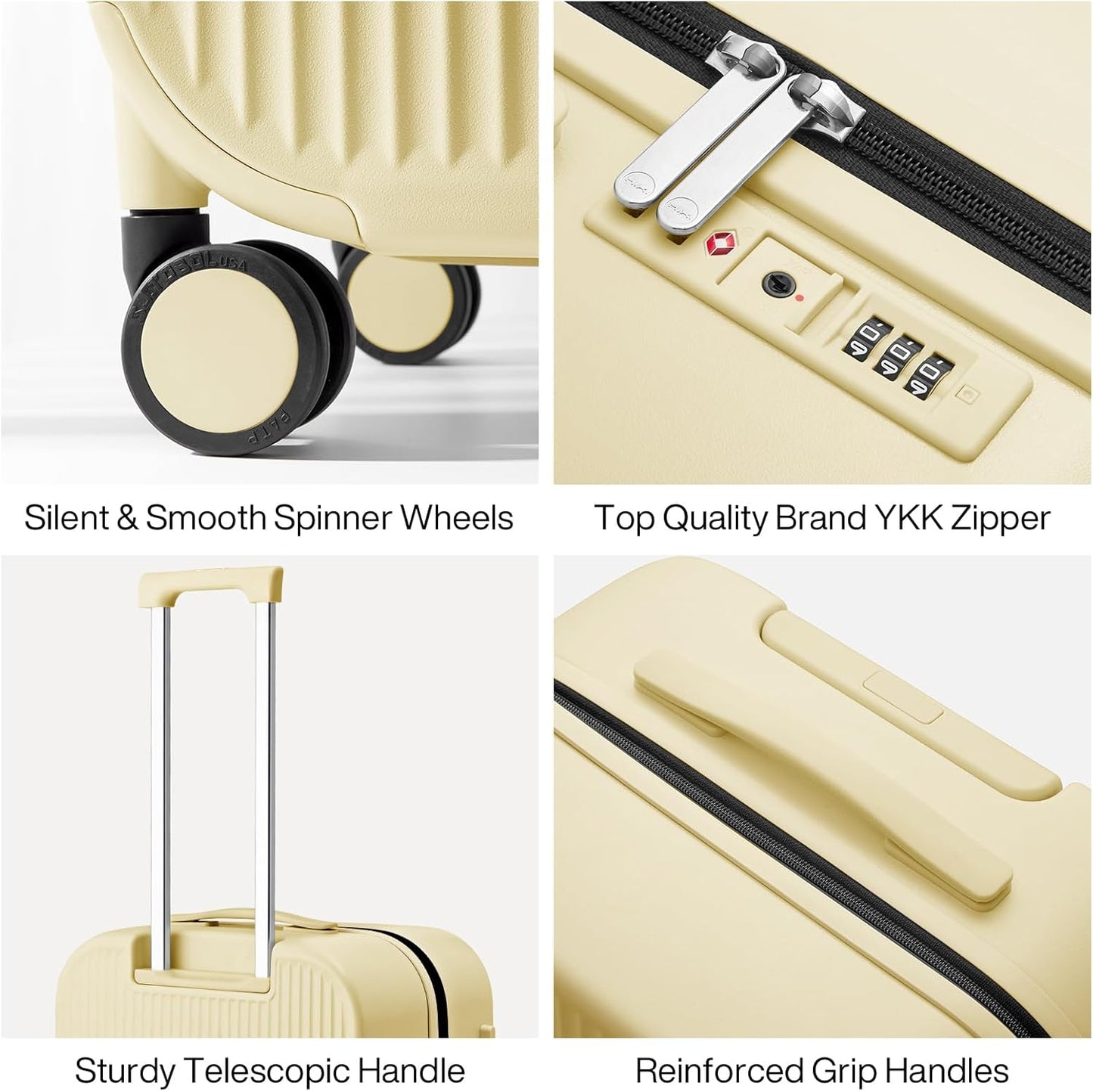 mixi 26 Inch Large Checked Luggage PC Hardshell Suitcases with Wheels for Travel Woman Men, Lark Yellow