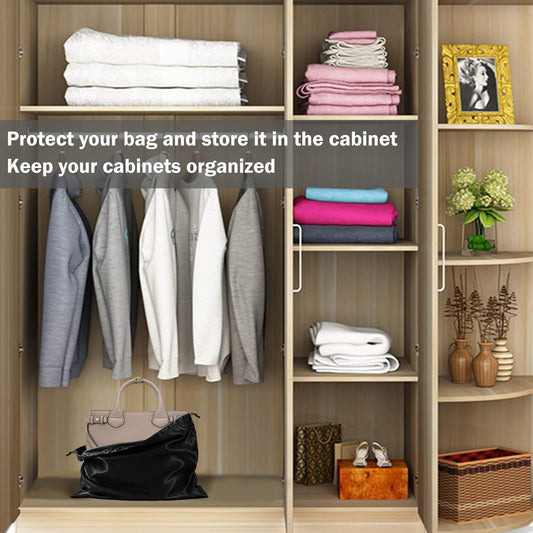 6 Pack Dust Bags for Handbags Silk Dust Cover Bag for Handbags Purses Shoes Boots, Silk Dustproof Drawstring Bag Travel Storage Pouch (Black, 19.6 × 15.7 in)