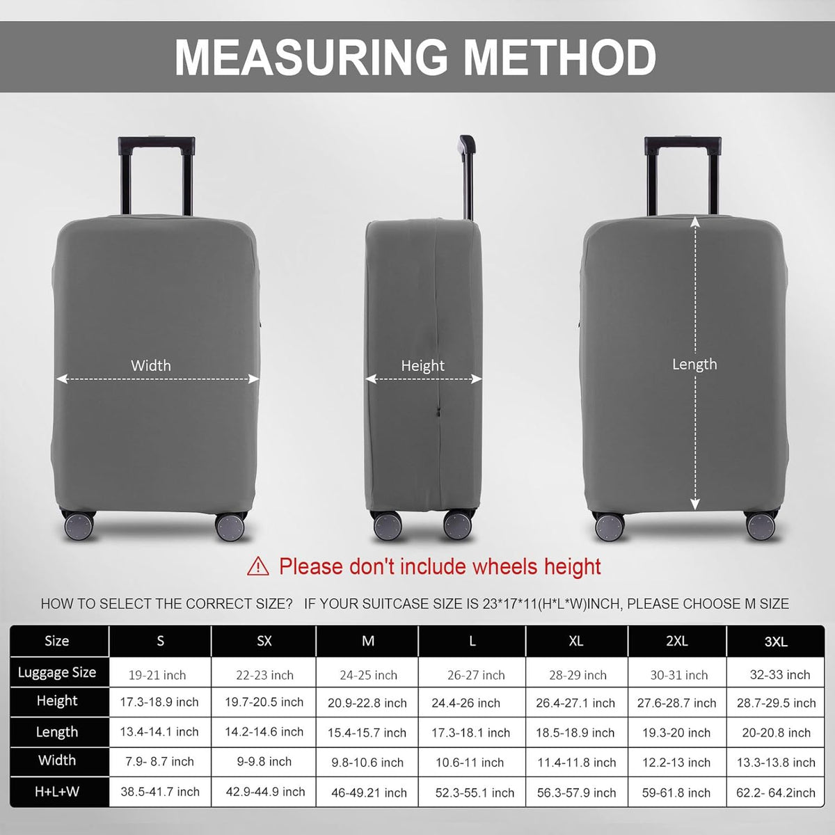 Travel Luggage Cover Suitcase Protector Scratch-Resistant Fit 19-31 Inch Suitcase, Not Included Suitcase (Slate Gray, L(26-27 inch))