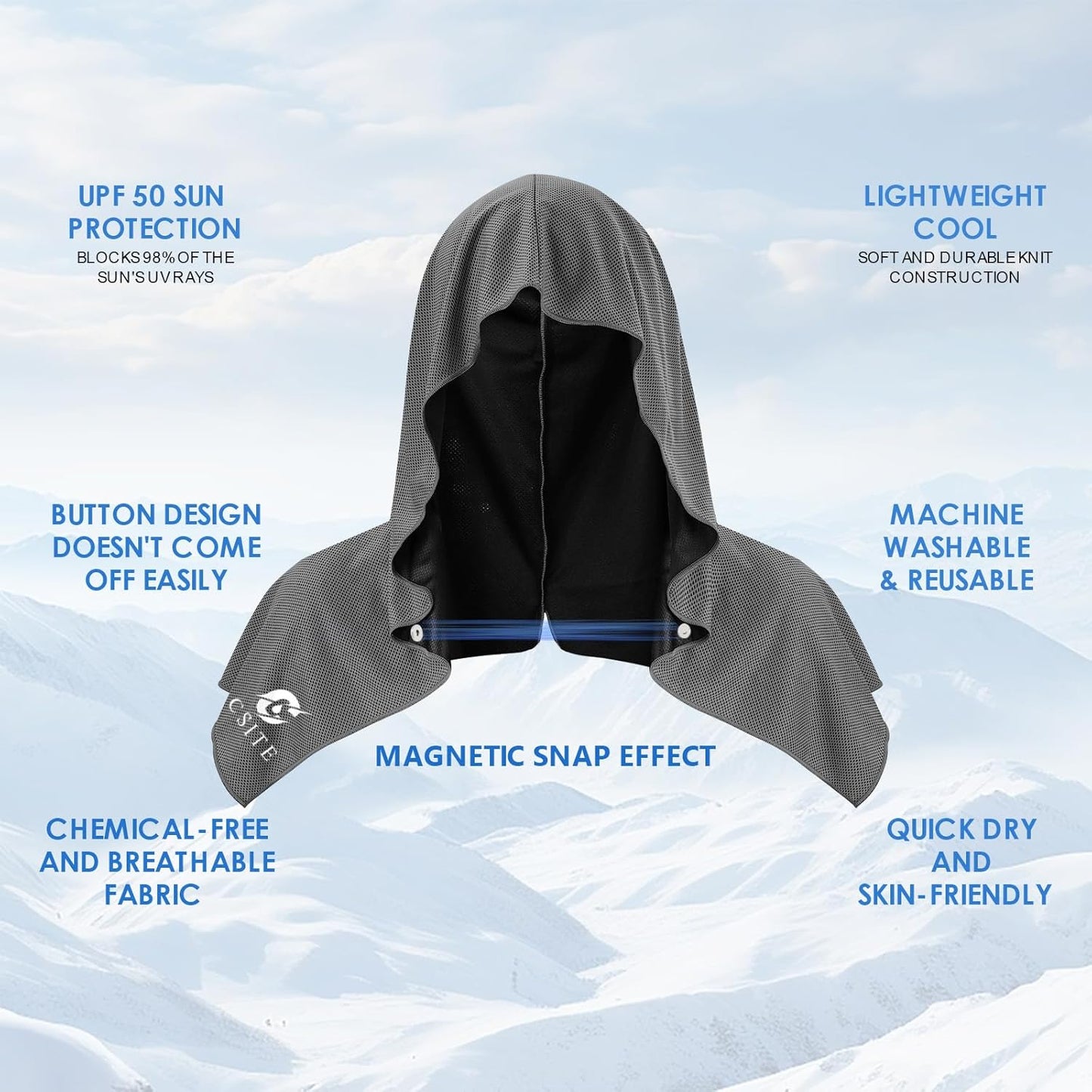 3 Pack Cooling Hoodie Towels for Neck and Face, UPF 50 Sun Protection & Instant Cooling, Ice Towels for Hot Weather, Soft Breathable Towel for Sport, Work Out, Gym, Camping & More Activities