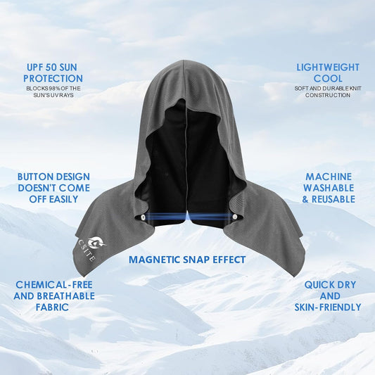 3 Pack Cooling Hoodie Towels for Neck and Face, UPF 50 Sun Protection & Instant Cooling, Ice Towels for Hot Weather, Soft Breathable Towel for Sport, Work Out, Gym, Camping & More Activities