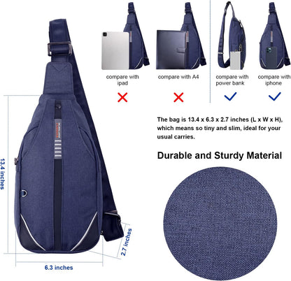 WATERFLY Small Crossbody Sling Backpack Anti Theft Backpack for Traveling Chest Shoulder Bag