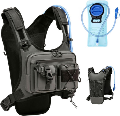 USA Original Patent Running Hydration Vest Backpack, Lightweight Chest Pack with 2.0L Water Bladder Bag Daypack for Hiking Running Cycling Race Marathon for Women Men