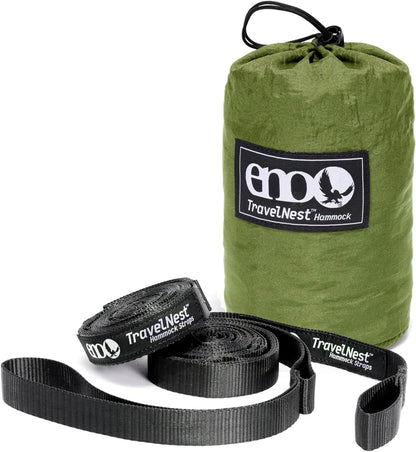 ENO TravelNest Hammock & Straps Combo - Portable Hiking and Camping Hammock with Straps Included - Travel Hammock for Camping, Hiking, Backpacking, a Festival, or The Beach - Moss