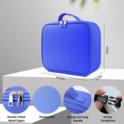 Travel Makeup Bag with LED Mirror and Light Makeup Travel Bag Organizer Portable Cosmetic Brush Organizer Bag with Adjustable Dividers for Cosmetics Makeup Brushes Toiletry (Dark Blue)