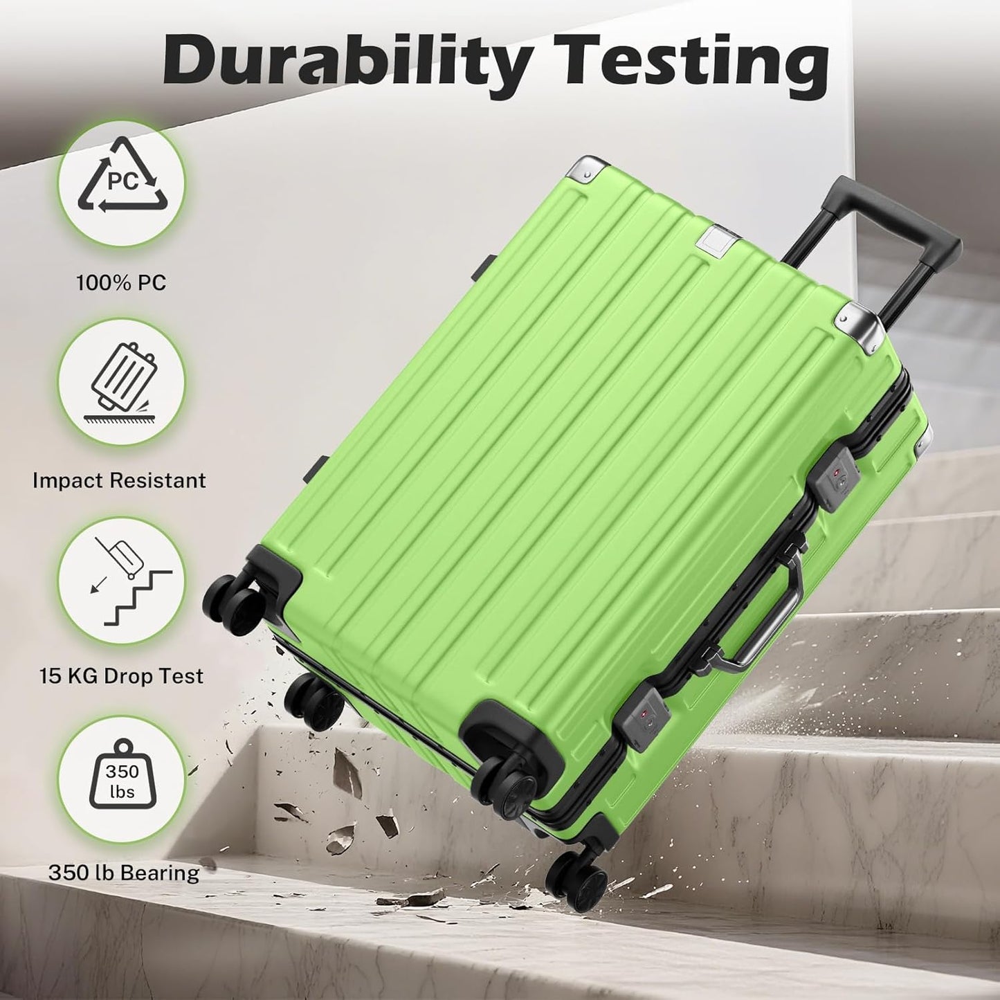 Krute Aluminum Frame Carry On Luggage 20 Inch Zipperless Luggages USB Charger Hardside PC Suitcase With Spinner Wheels Airline Approved Hard Shell Suitcases with TSA Lock (1 Piece)