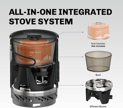 Fire-Maple "Fixed Star 1" Personal Cooking System | Pot/Jet Burner Stove System with Electric Ignition | Ideal for Hiking, Camping, Backpacking, Fishing, Hunting Trips and Emergency Use