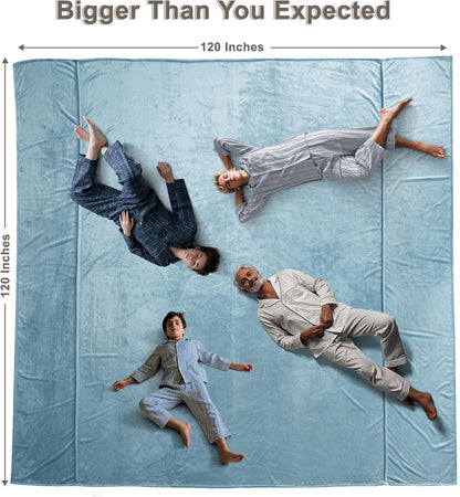 PHF Oversized King Fleece Blanket 120"x120", No Shed No Pilling Big Soft Blanket, Extra Large 10'x 10' Lightweight for Bed, Sofa Travel and Camping, Suitable for All Season, Dusty Blue