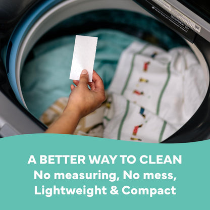 Tru Earth Compact Dry Laundry Detergent - Up to 128 Loads (64 Sheets) - Paraben-Free - Original Eco-Strip Liquidless Detergent, Travel | Packaging May Vary