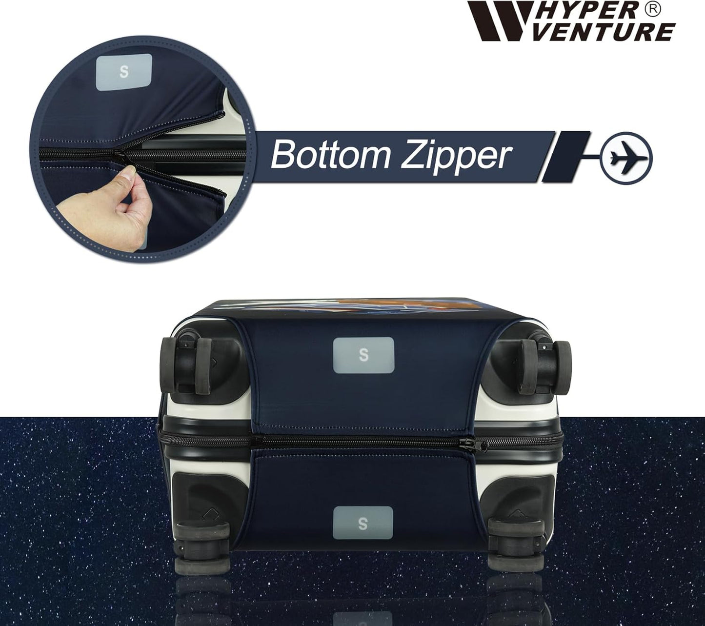 HYPER VENTURE Washable Luggage Cover - Fashion Suitcase Protector Fits 18-22 Inch Luggage (Journey, S)