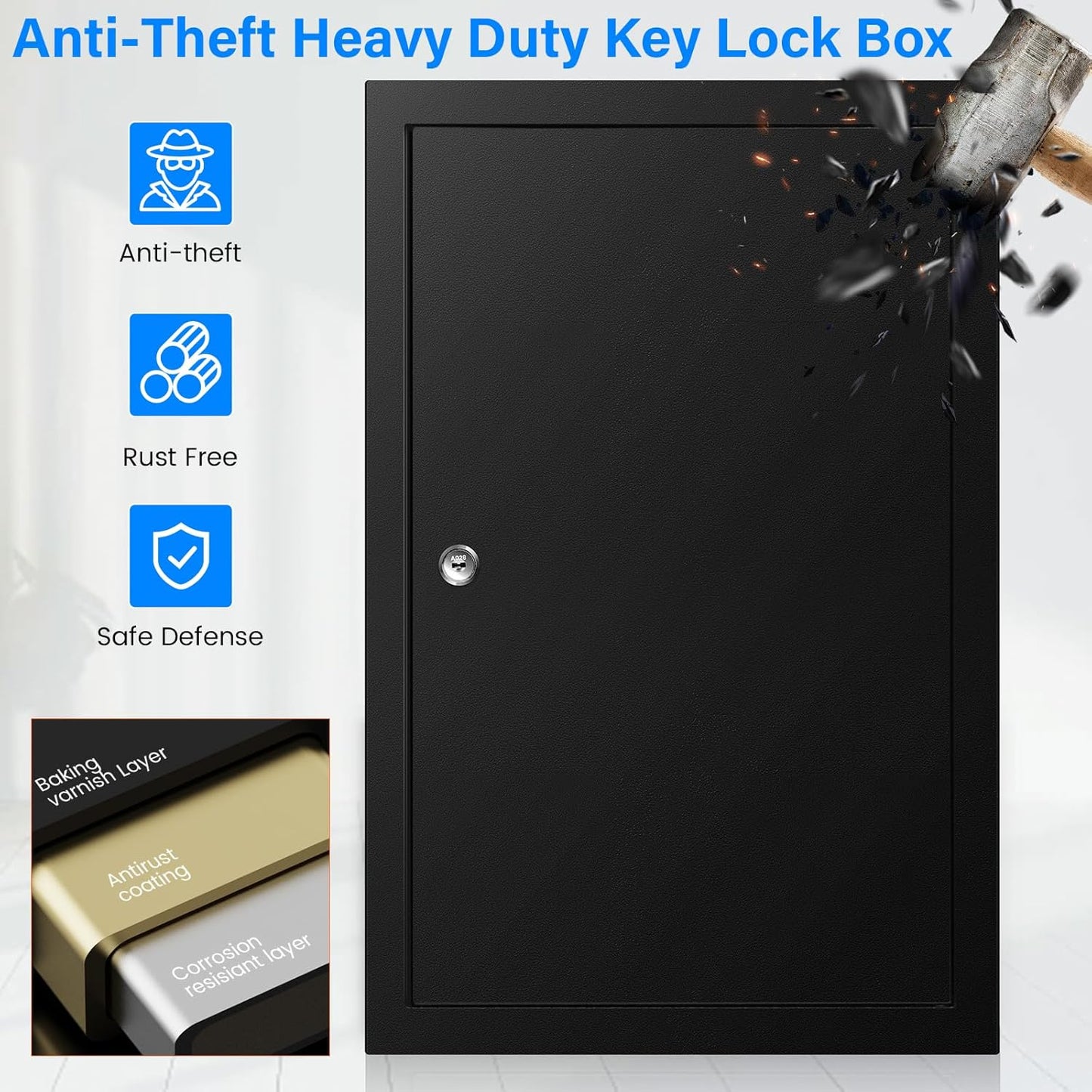 175 Keys Key Lock Box, Anti-Theft Key Cabinet with Key Tags, Key Organizer Wall Mount for Car Garage House Rental Office Business