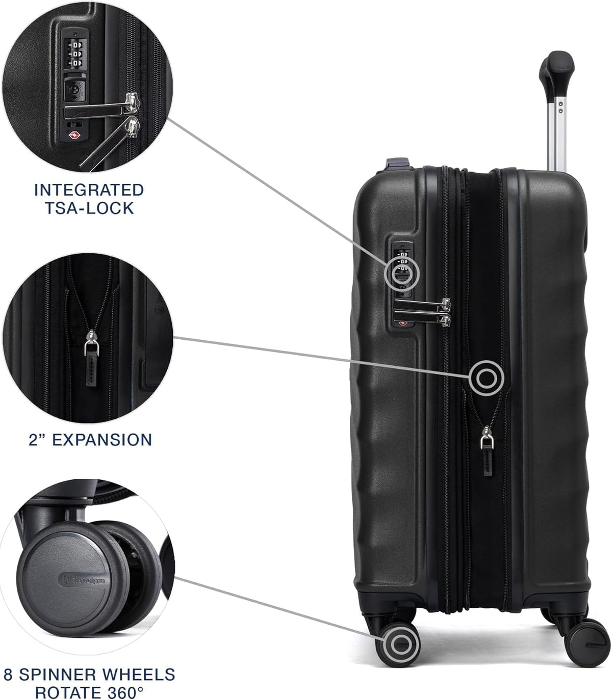 Travelpro Maxlite Air V2 Hardside Expandable Carry on Luggage, 8 Spinner Wheels, Lightweight Hard Shell Suitcase, TSA lock, Black, International Carry On 18-Inch