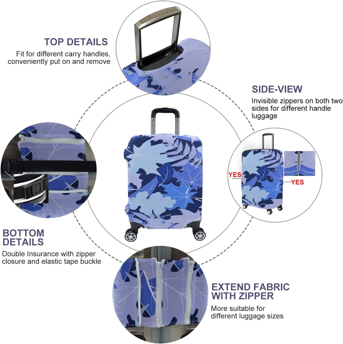 Travel Luggage Cover, Suitcase Protector Bag Fits 29-30 Inch Luggage Bluemaple