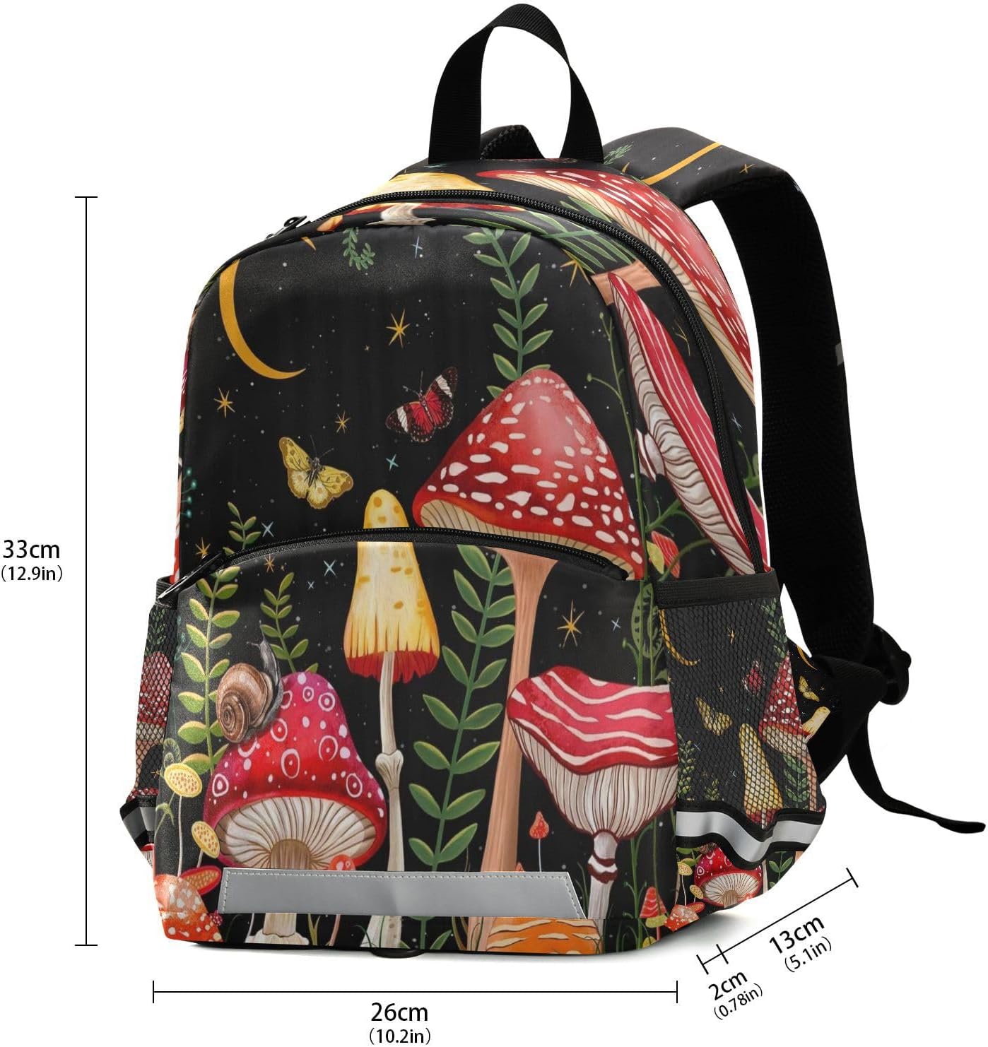 Moon Mushroom Toddler Backpack Boys Girls Kids Preschool Bookbag School Children Bag with Leash Travel Casual Daypack Kindergarten Elementary Schoolbag for Nursery Junior Primary Students