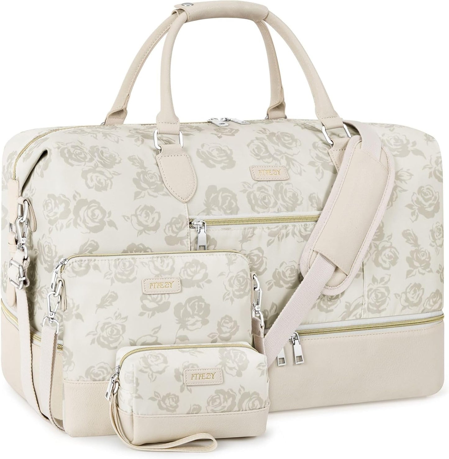 Weekender Bag for Women, Travel Duffel Bag Carry On Overnight Bag with Shoe Compartment Large Nylon Travel Weekend Tote Bag