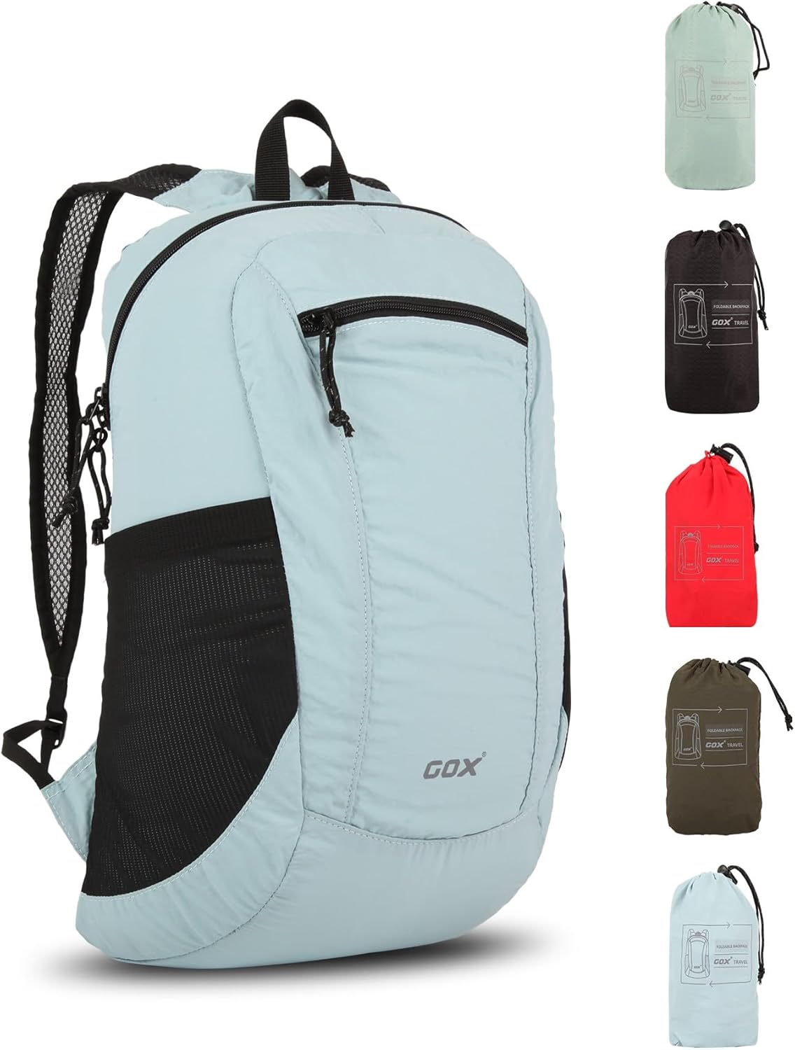 GOX Foldable 20l Backpack For Travel Lightweight Hiking Packable Daypack for Men Travel Camping Outdoor Bag Women (Sky Blue)