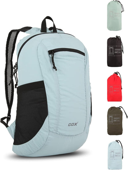 GOX Foldable 20l Backpack For Travel Lightweight Hiking Packable Daypack for Men Travel Camping Outdoor Bag Women (Sky Blue)
