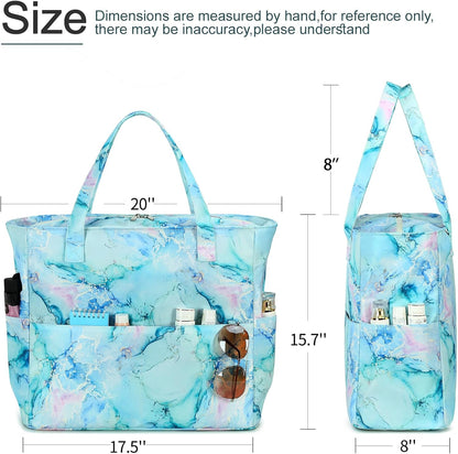 LEDAOU Beach Bag Waterproof Sandproof Women Tote Bag Pool Bag with Zipper for Gym Grocery Travel with Wet Pocket