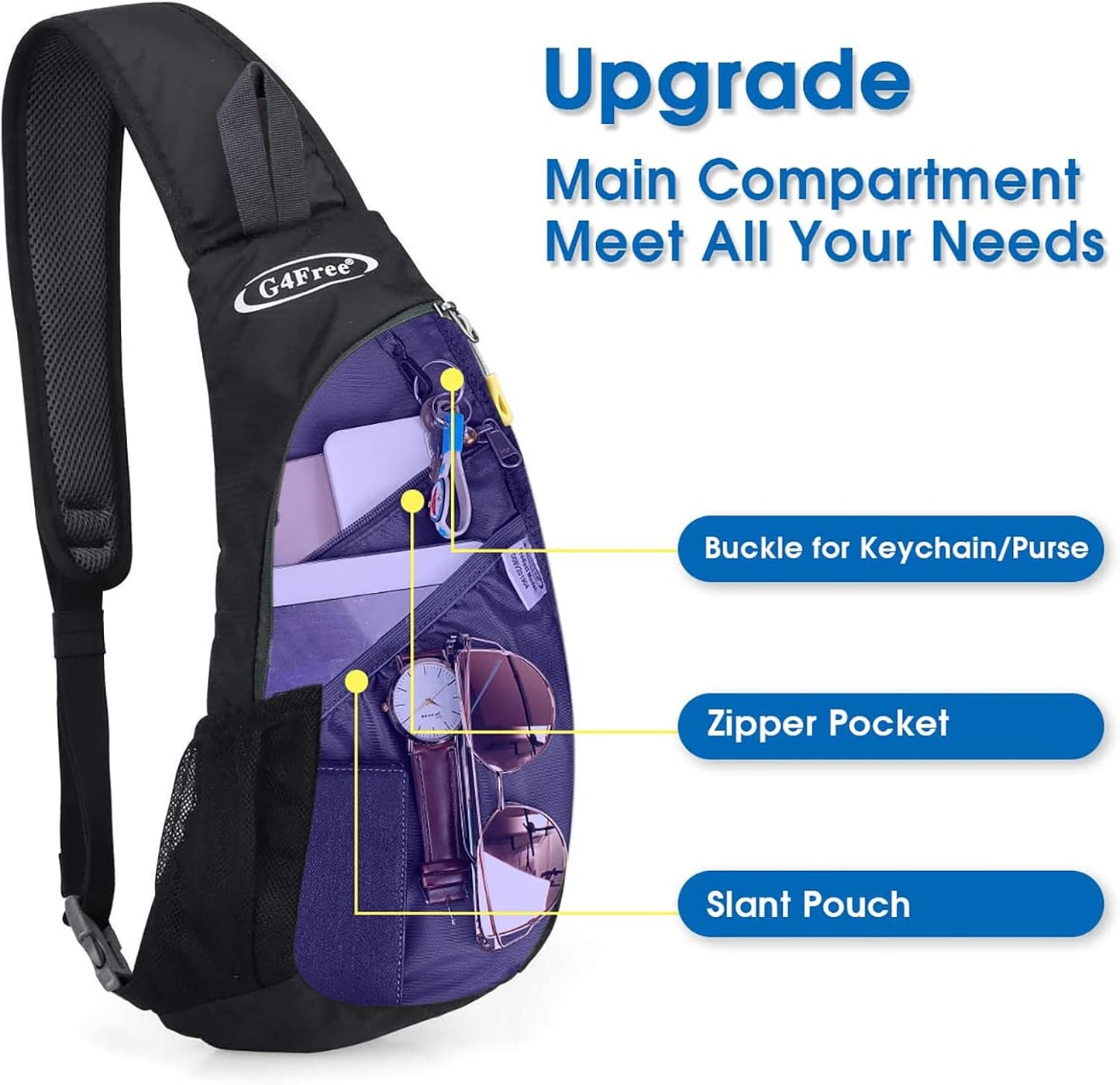 G4Free Sling Bag for Men Women, Small Crossbody Backpack Lightweight Chest Shoulder Bags for Travel, Outdoor and Sports (Dark Green)