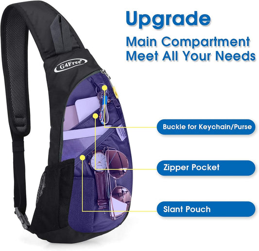 G4Free Sling Bag for Men Women, Small Crossbody Backpack Lightweight Chest Shoulder Bags for Travel, Outdoor and Sports (Dark Green)