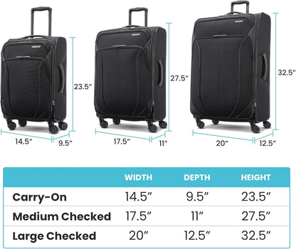 American Tourister 4 KIX 2.0 Expandable Softside Luggage with Spinner Wheels, 28 SPINNER, CLASSIC BLUE