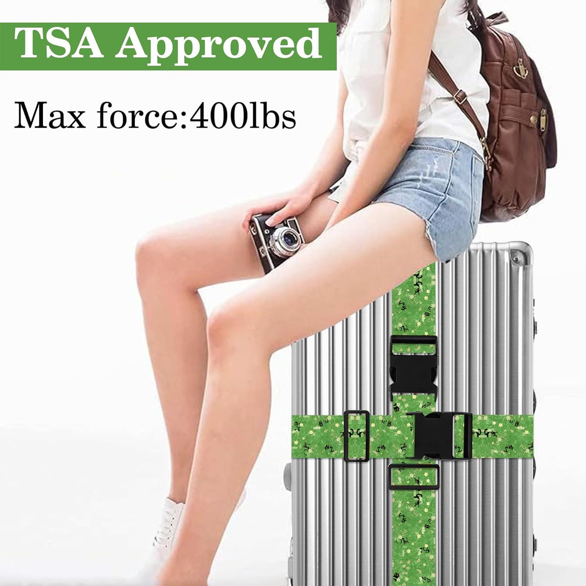 Luggage Straps for Suitcases TSA Approved, Luggage Identifiers for Suitcase, Adjustable Suitcase Strap for Baggage Security with Cute Patten, Travel Necessary Accessories (Tussock)