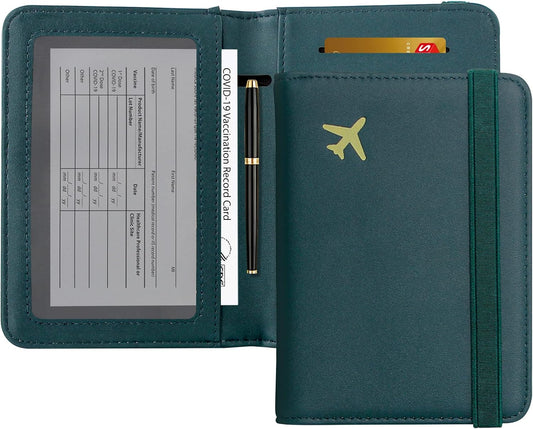 ZOPPEN Passport Holder Wallet, Passport Cover Travel Wallet Women Travel Essentials Accessories Document Organizer Travel Must Haves Rfid Blocking Cover Case for Women and Men, Green Black