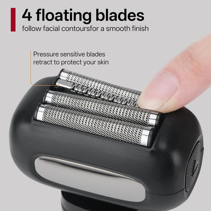 PRITECH Electric Razor Men Shaving Face, Men Electric Shaver, Close Electric Foil Shaver Waterproof with LED Display & USB C Fast Charge (Black)