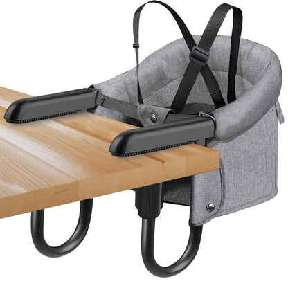 Hook On Chair,Folding Fast Table Chair with Storage Bag,Clip On Portable Highchair for Baby Attaches to Table,Baby Toddler Feeding Seat,Washable&for Home and Travel,with 5 Point Safety Harness.