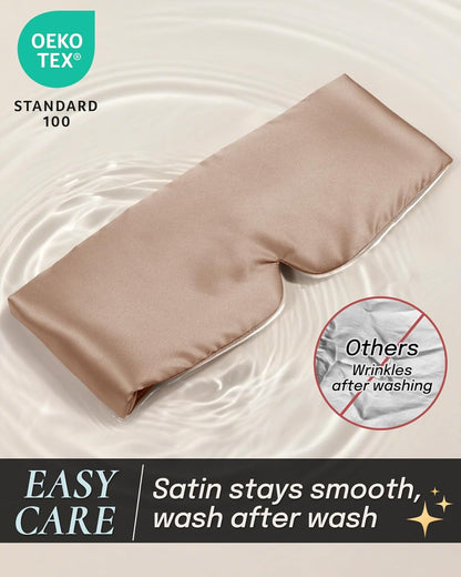 Zenssia Satin Sleep Mask for Women and Men, Lightweight Padded Eye Mask with Adjustable Strap, Comfort Blackout for Travel and Nap - Taupe