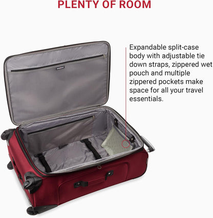 SwissGear Sion Softside Expandable Luggage, Burgundy, Checked-Large 29-Inch