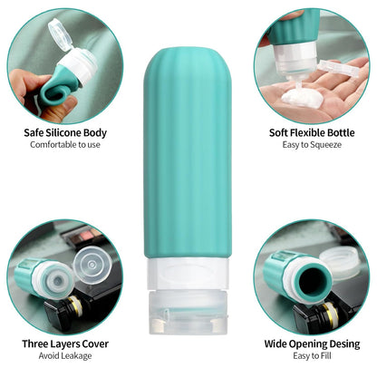 16 Pack Travel Bottles Set - Leakproof Silicone Containers, TSA Approved, Squeezable Refillable 3oz for Shampoo, Conditioner, Lotion