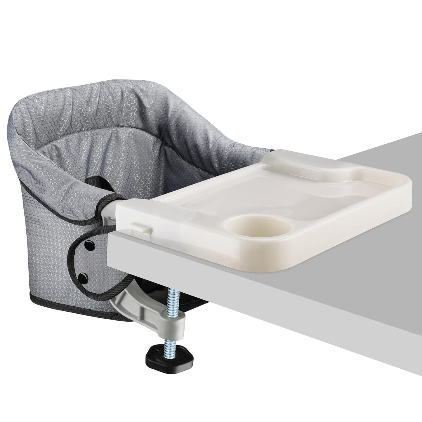 Hook On Chair with Removable Dining Tray,Folding Baby Chair, Portable Table High Chair with Storage Bag for Indoor/Outdoor, Grey
