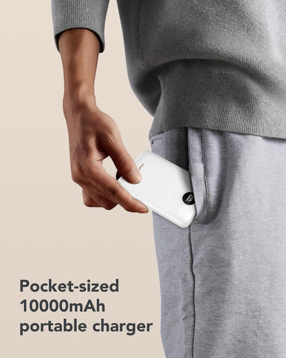 Mini Portable Charger with Built-in Cables 22.5W Fast Charging Power Bank USB-C Small Battery Pack 10000mAh Travel Essential Slim Battery for iPhone 16/15/14, Samsung 25/24, and More