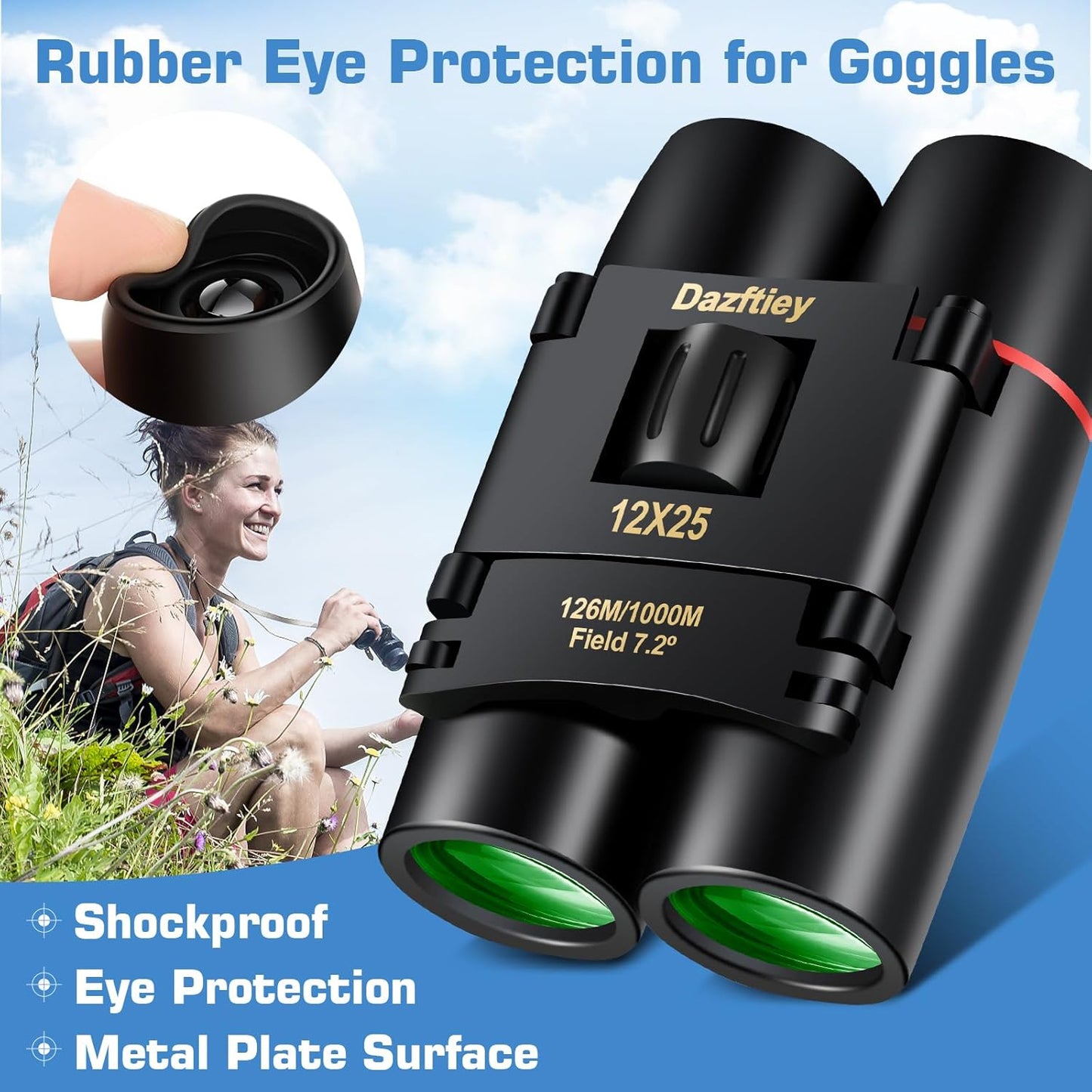 12x25 Small Compact Binoculars for Adults & Kids - Mini Lightweight High Powered Binoculars with Clear Vision for Cruise Ship, Bird Watching, Travel, Opera Concert