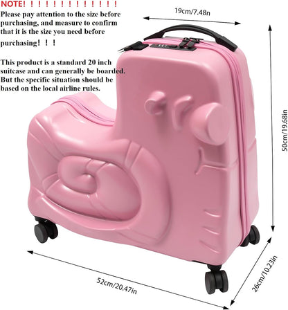 CNCEST 20" Kid's Ride-on Travel Suitcase, Rolling Luggage with Wheels & Password Lock, Children's Ride On Trolley Luggage for Children's Day Gift, Festival Gift
