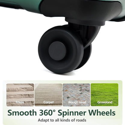 TydeCkare 2pcs 20/28" Luggage Set Lightweight HardShell, Only 20 Inch Carry On 21.65 * 15.35 * 7.87" Cabin Suitcase with Front Pocket, 28 Inch 19.68 * 11.81 * 29.92" Checked Luggage, Green