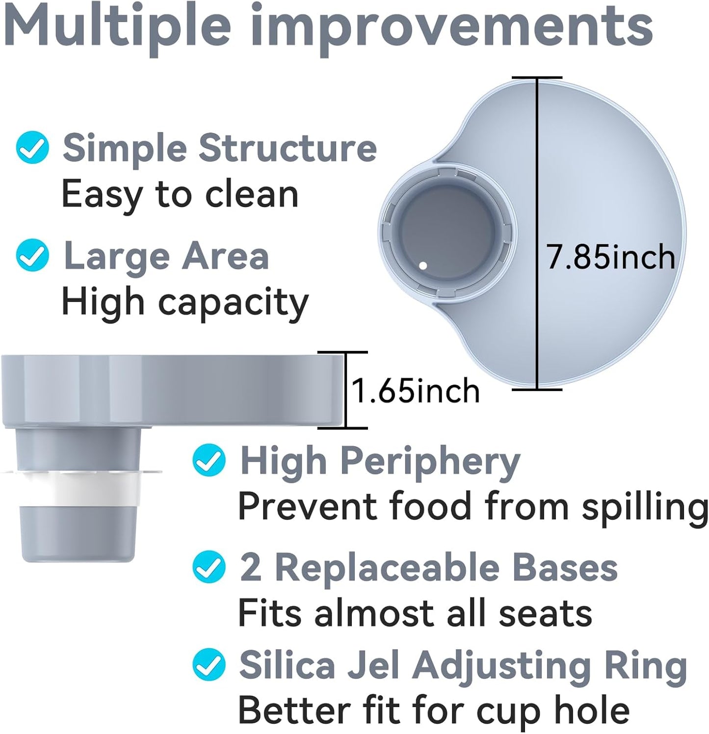 [2 Packs] Kids Car Seat Tray, Travel Tray with Cup Holder for Toddler Baby, Kids Car Seat Food Snack Organizer for Road Trip, Stroller snack Organizer Travel Must Haves (Light Grey, 2 PCS)