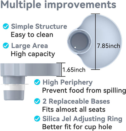 Kids Car Seat Tray, Travel Tray with Cup Holder for Toddler Baby, Kids Car Seat Food Snack Organizer for Road Trip, Stroller Snack Organizer Travel Must Haves Toddler Must Haves (Light Grey, 1 PCS)