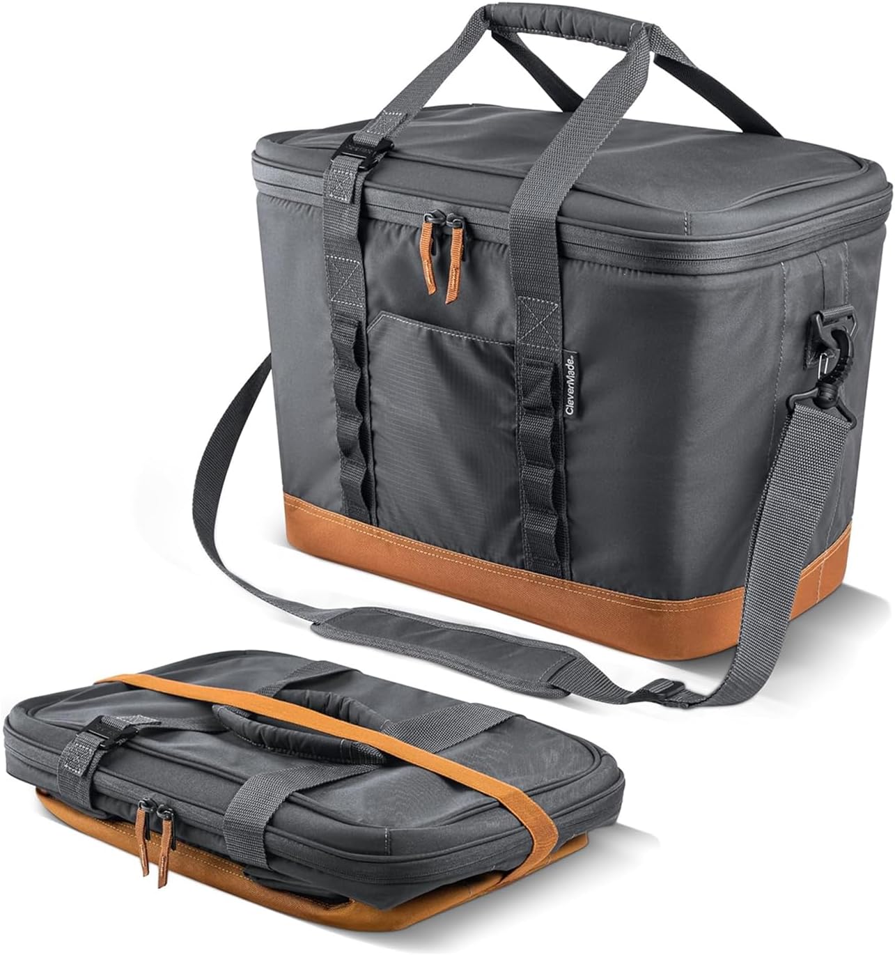 CleverMade Collapsible Insulated Cooler Bag – Leakproof Soft Folding Cooler for Beach, Travel, Car