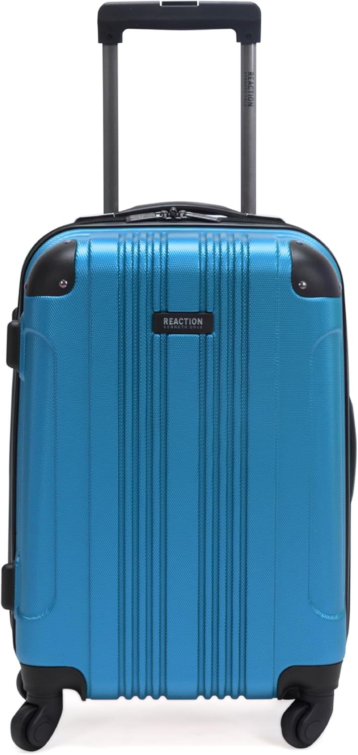 Kenneth Cole REACTION Out of Bounds Lightweight Hardshell 4-Wheel Spinner Luggage, Teal, 20-Inch Carry On