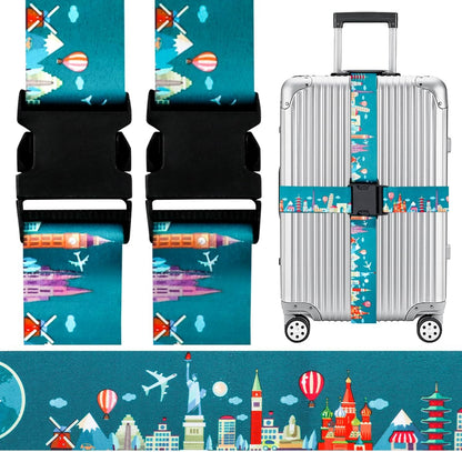 Adjustable Travel Luggage Strap Suitcase Belt Travel Bag Accessories 1.96 in W x 6.23 ft L