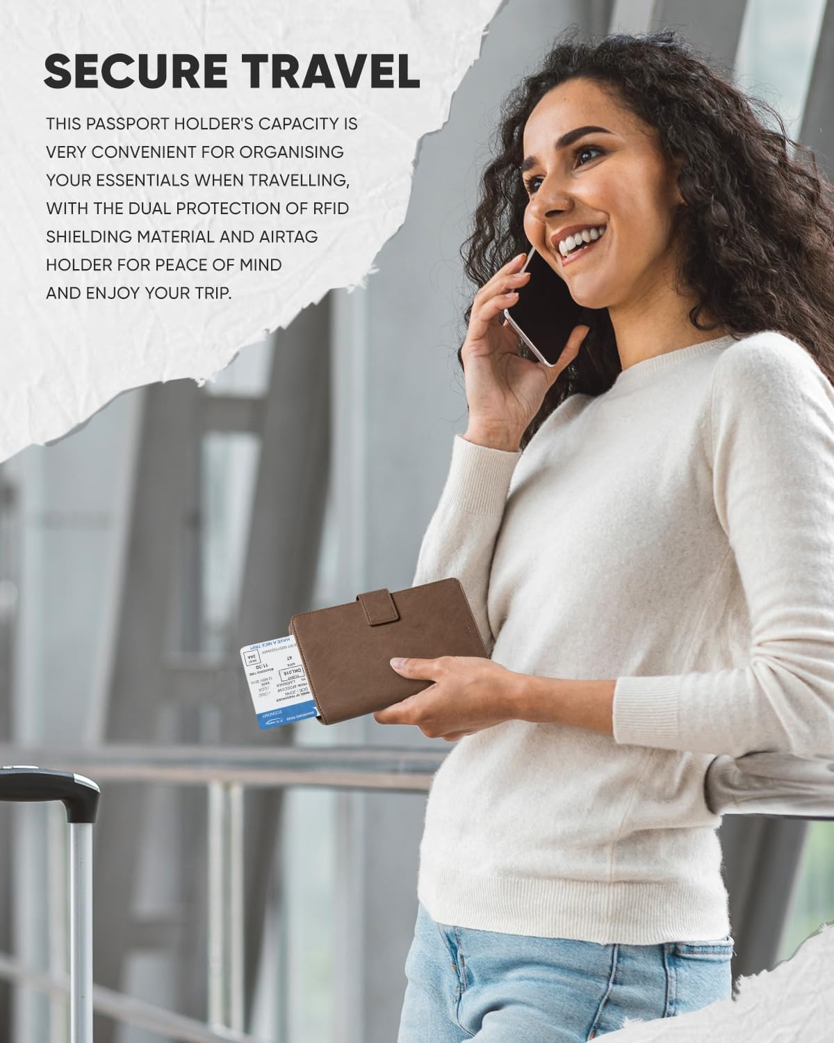 VULKIT Passport Holder with Airtag Holder RFID Blocking Passport Wallet Travel Leather Passport for Women(Espresso)