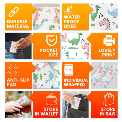 20 Extra Large Toilet Seat Covers Disposable for Kids & Adults-Toilet Covers Disposable for Travel-Toddler Toilet Seat Cover Liners for Potty Training-Individually Wrapped-Waterproof (Dinosaurs)