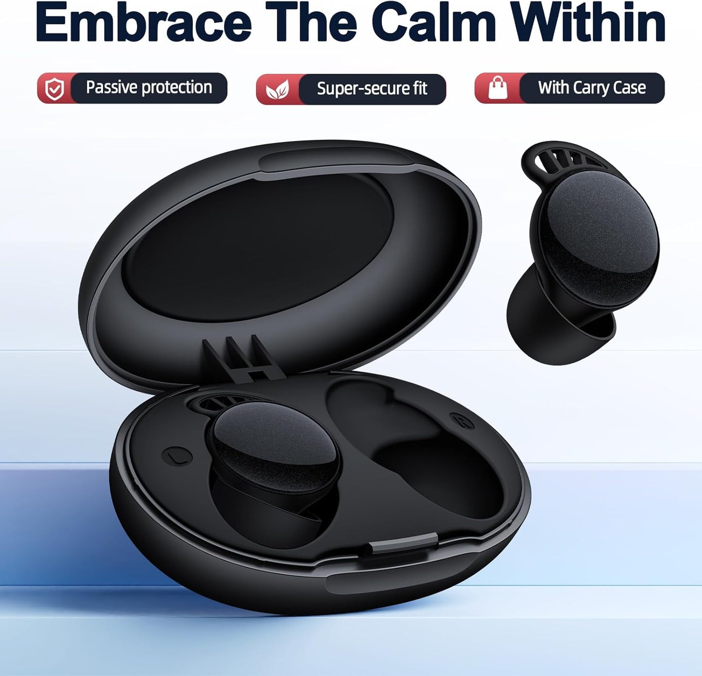 45dB Earplugs for Sleeping,Noise Cancelling Ear Plugs with 8 Pairs Ear Tips, Reusable Hearing Protection Noise Reduction Earplugs Suitable for Concerts,Travel,Work Fit Black