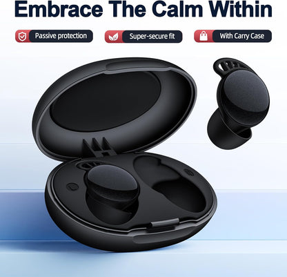 45dB Earplugs for Sleeping,Noise Cancelling Ear Plugs with 8 Pairs Ear Tips, Reusable Hearing Protection Noise Reduction Earplugs Suitable for Concerts,Travel,Work Fit Black