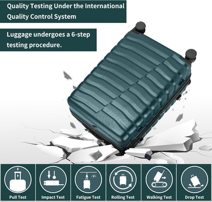 Lightweight Luggage with Spinner Wheels & YKK Zipper, 3-Piece Suitcase ABS+PC Hardside Hard Shell Luggage Set with TSA Lock, Teal Blue (20+24+28 inch)